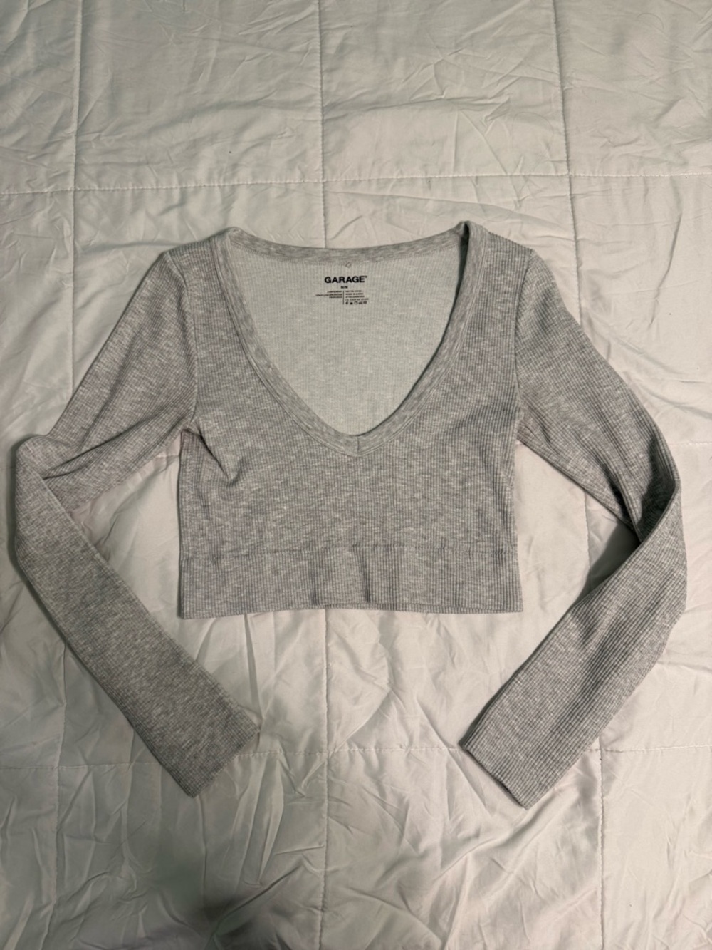 Garage V-Neck Crop Long Sleeve Top